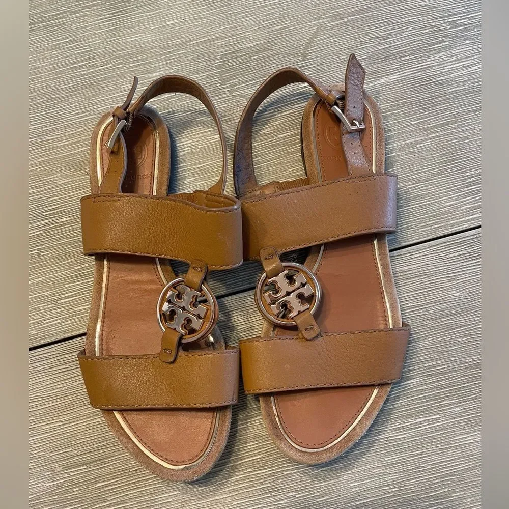 Tory Burch Ladies Miller Logo Sandals Double Band
